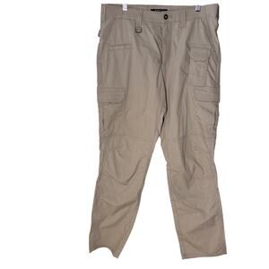 5.11 Tactical Pants Mens 34x34 Khaki Brown Canvas Cargo Workwear Utility 74251